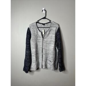 Talbots Jacket Womens 3X Petite Black White Full Zip Long Sleeve